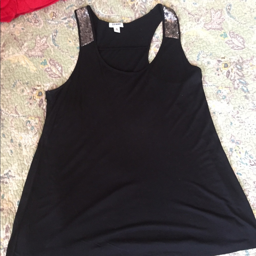 Old Navy👗tank Top black with sequins XL